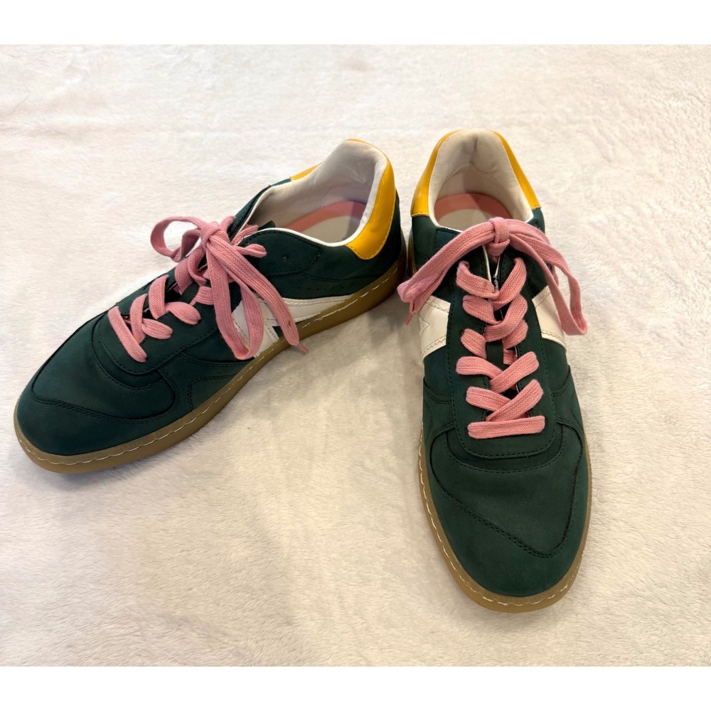 MIA Girl‎ Kloie Dark Green Multi Colorblock Sneakers Pink Laces 10 Women 8.5 men